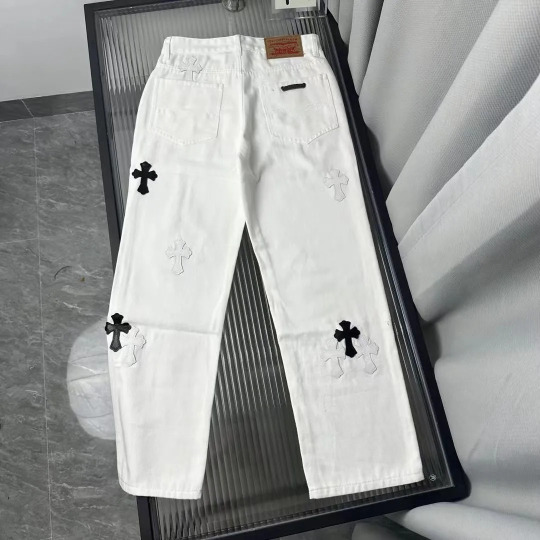 P196 Style No. Cc922 CHROME HEARTS✘Cro Heart Overseas Edition 25ss🔥New Heavy Industry Washed Embroidered American Retro Workwear Washed Jeans Loose fit pants with perfect details Washed denim fabric is wear-resistant and stain-resistant Three-dimensional cutting loose fit Imported machine printing will not crack and fall off after repeated washing Same style for men and women Couples Color: Picture color Size: M-2XL Pants length Waist Hips M 96 76 106 L 97 80 110 XL 98 84 114 2XL 100 88 118